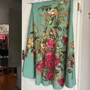 Rare Yoana Baraschi corduroy floral a-line beaded skirt, Sz Small